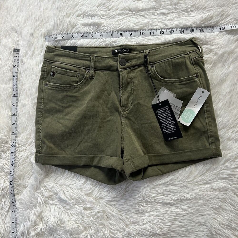 Dear John Denim Shorts Women’s 29 Dry Basil Green Stitch Fix NWT Cuffed Twill - Picture 10 of 11